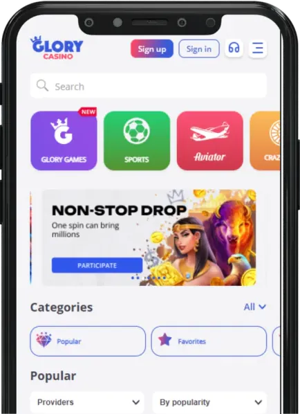 Glory Casino App Mockup